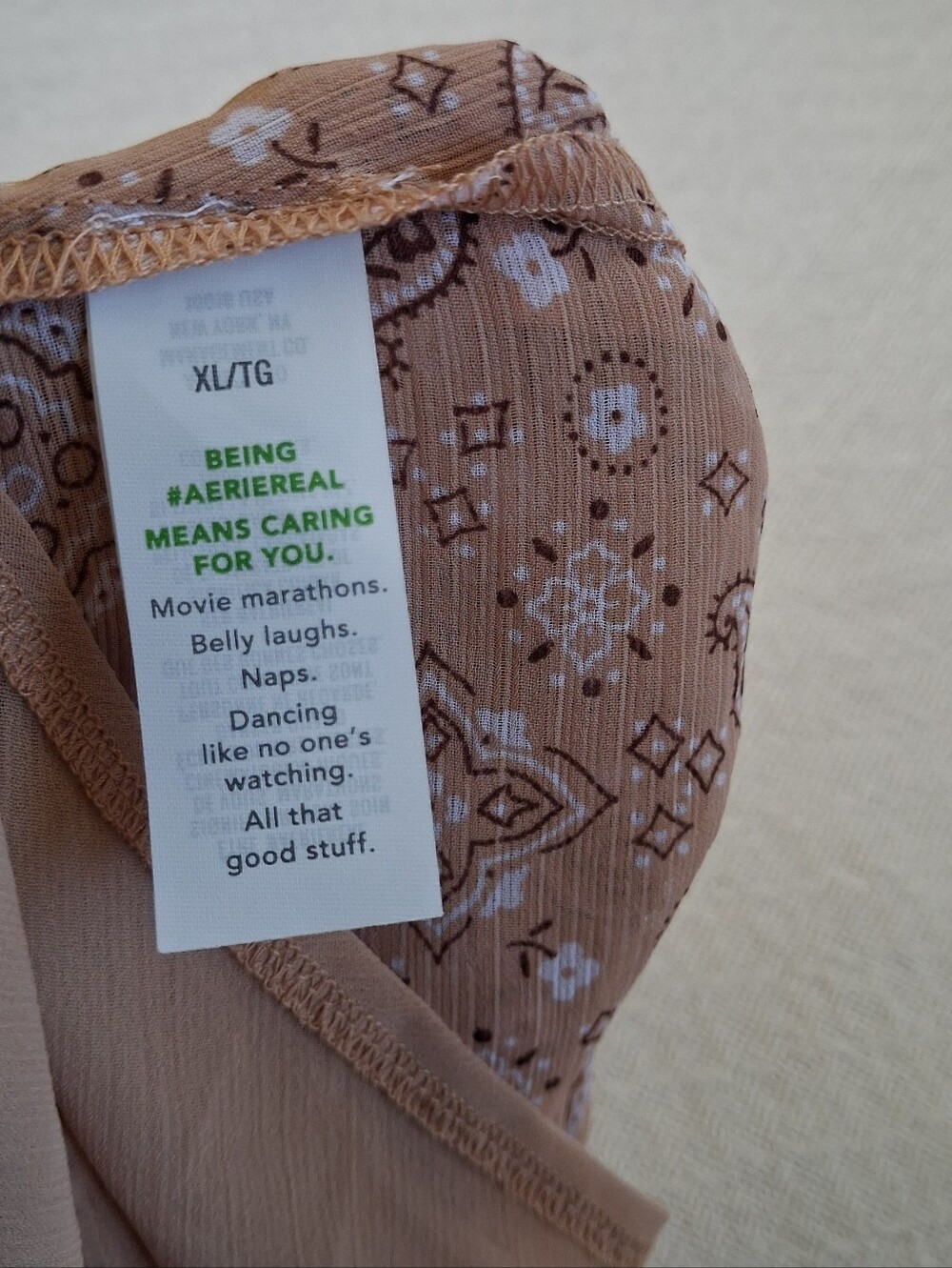aerie ♡ wrap mini skirt brown paisley extra large lined - Picture 8 of 12